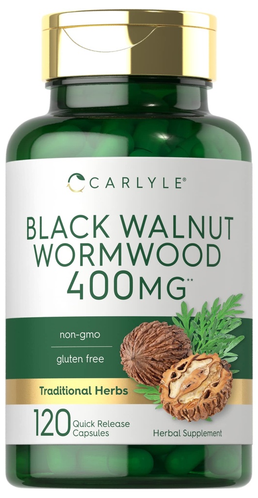 Carlyle Black Walnut Wormwood ← 120 Capsules  durable Herbal Complex ← Non-GMO, Gluten Free