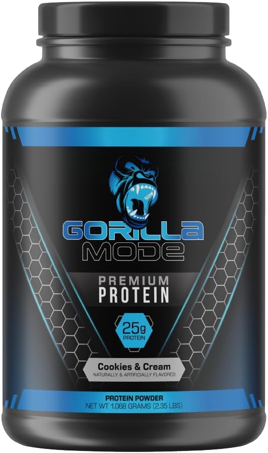 Gorilla Mind Premium Whey Protein - Cookies and Cream, 25 Grams of Whey Protein Isolate & Concentrate,Recover and Build Muscle (30 Servings)