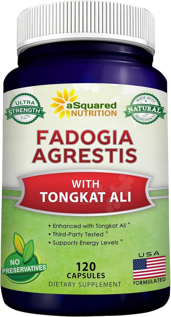 aSquared Nutrition Fadogia Agrestis 1000mg &amp; Tongkat Ali 400mg - 120 cápsulas - Fadogia Agrestis Extract Suplemento y Powder Complex Pills