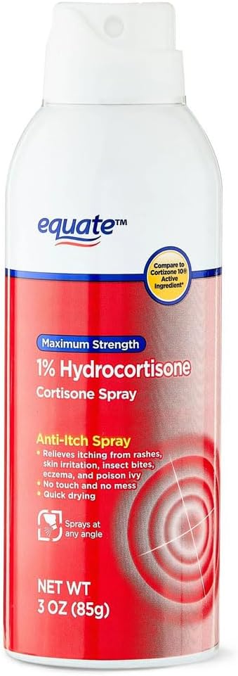 Hidrocortisona máxima de fuerza 1%, con Aloe, spray continuo, por equate, Comparar con Cortisone-10 Zapato rápido