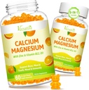Calcio Magnesio Zinc Gummies con vitamina D3 y K2, Gran Absorción Magnesio Glycinate Potasio para Immune y Calm Mood, Vegan Orange Flavor 120 Gummies
