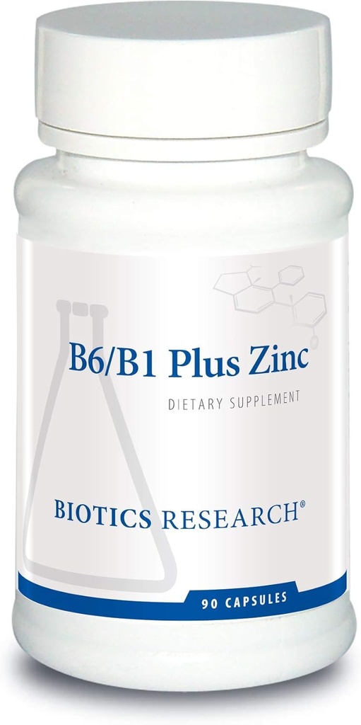 Biotics Research B6 B1 Plus Zinc Supplies Formas activas de vitaminas B, 5 mg de forma altamente biodisponible de zinc, Ayudas en actividad de más de 300 enzimas dependientes de zinc 90 cápsulas