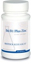 Biotics Research B6 B1 Plus Zinc Supplies Formas activas de vitaminas B, 5 mg de forma altamente biodisponible de zinc, Ayudas en actividad de más de 300 enzimas dependientes de zinc 90 cápsulas