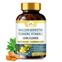 Orgánica Veda Mullein Turmeric Quercetin Lung Cleanse Capsules - Potente Bioflavonoides, Superfruits Vitamin C, Bromelain, Mullein Leaf Extract - Bronchial & Clear Lungs Suplemento - 60 Vegan Pills