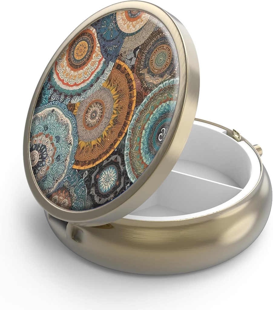 Pill Box 3 Compartment Small Pill Case,Portable for Pocket or Purse Pill Organizer Pill Container Holder to Hold Vitamins, Medication, Fish Oil and Supplements(Blue Cracked Marbling)