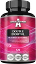 HEGEMONIO DE APOLLO Doble Inositol 120 cápsulas veganos - Myo-Inositol + D-Chiro-inositol en Optimal 40:1 Relación - 615 mg por cápsula - 4 meses Suministro - Vitamina B8 Suplemento