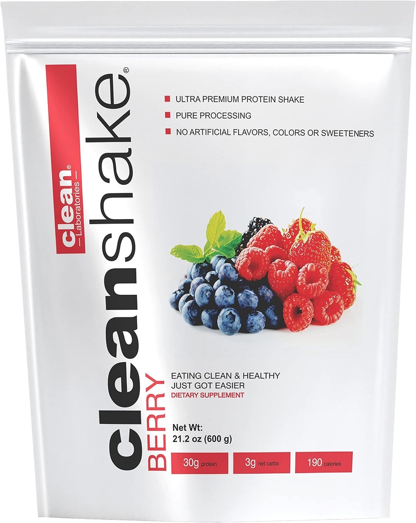 CleanShake Ultra-Premium Protein Shake. Afeitado de polvo de proteína limpia con 21 ingredientes orgánicos, 23 vitaminas y minerales, y no transgénicos y proteínas sin rosca. Certificada de proteínas
