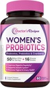 Recetas del doctor Probiótico de Mujeres, 60 Caps 50 Billion CFU 16 Strains, con Arándano Orgánico, Vaginal de Inmune Digestivo &amp; Salud orina, Estable de Estante, Delayed Release, No Soy Gluten Dairy