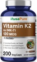 NusaPure Vitamina K2 MK7 120 mcg 200 Veggie Caps (Soy Free, Non-GMO, Vegan)