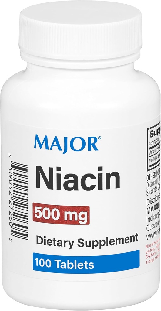 Major Niacin 500mg - Suplemento dietético - 100 Tablets