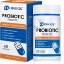 Probióticos OMOGS 120 Billones CFUs 18 Strains, 3 Prebióticos & Enzymes Digestivos, Ayuda Digestivo, Salud Gut, Immune, apoya el estreñimiento ocasional, Diarrea & Gas - para Hombres, 60 cápsulas