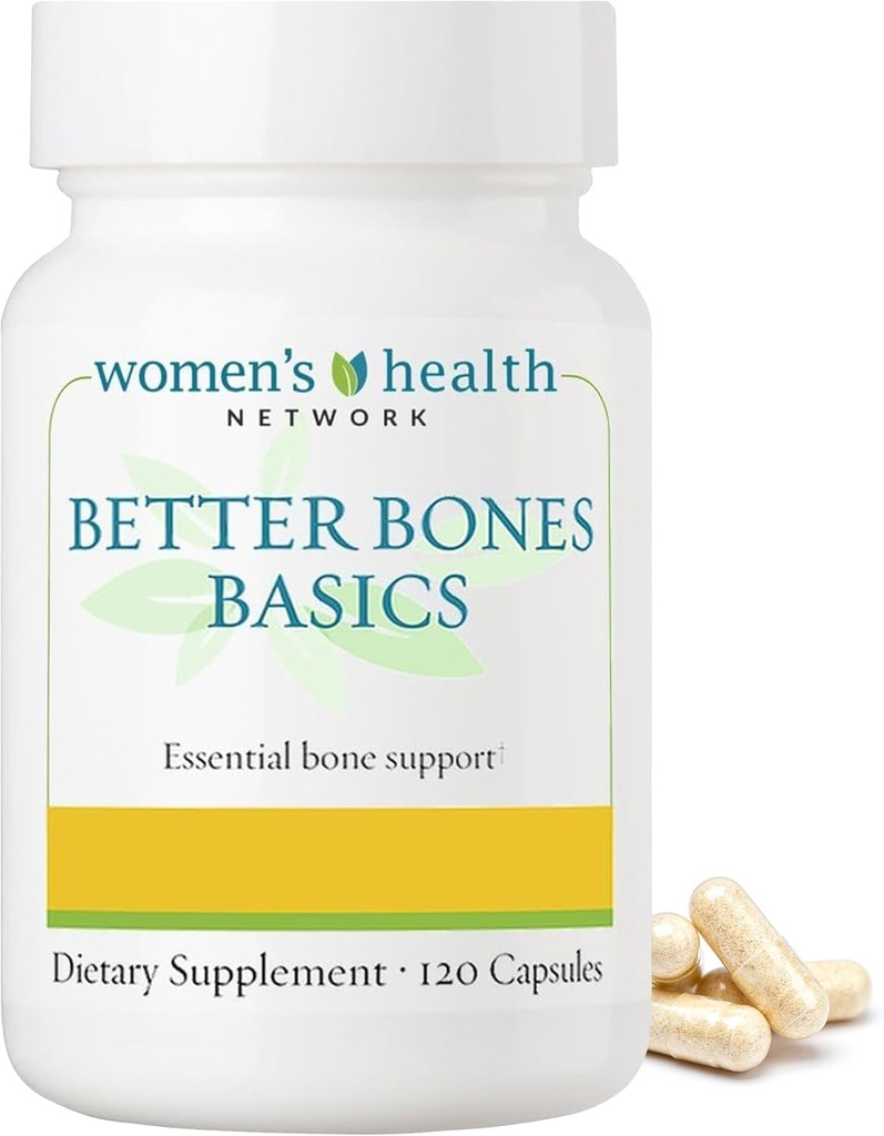 Better Bones Basics by Women's Health Network - Calcium, Magnesium, Zinc, Vitamin D, Vitamin K, Manganese, and Boron - 120 Capsules