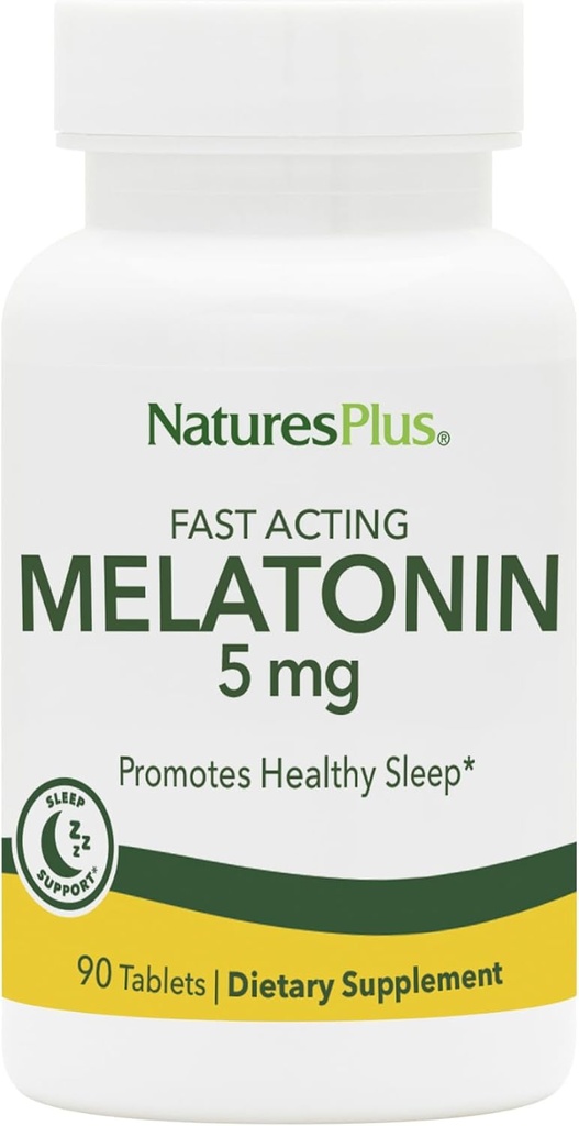 Naturalezas Plus Melatonina 5 mg - 90 Tablas de acción rápida - Vegan, Gluten Gratis - 90 Serviciones