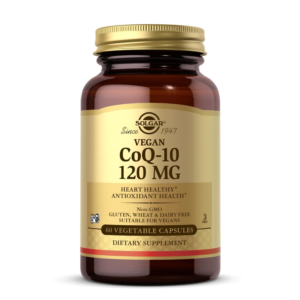 Solgar Vegan CoQ-10 120 mg - 60 cápsulas vegetales - Salud antioxidante - No GMO, Gluten Gratis, Dairy Free, Kosher - 60 Servimientos