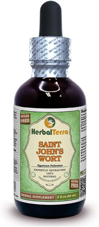 Hierba de San Juan (Hypericum Perforatum) Gliceo, Hierba orgánica sin alcohol Extracto líquido 2 oz