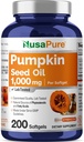 NusaPure Pumpkin Seed Oil 1000mg 200 Softgel Capsules (no-GMO, libre de soja) Naturalmente Occurring Phytosterols