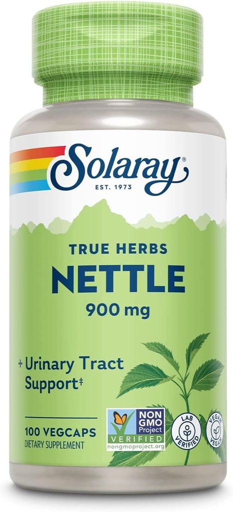 Solaray Nettle Leaf 300mg ← Healthy Kidney, Urinary &amp; Prostate Support ← Uso tradicional para la alergia saludable Respuesta " Respiratory Wellness " 100 Count peru Pack of 2