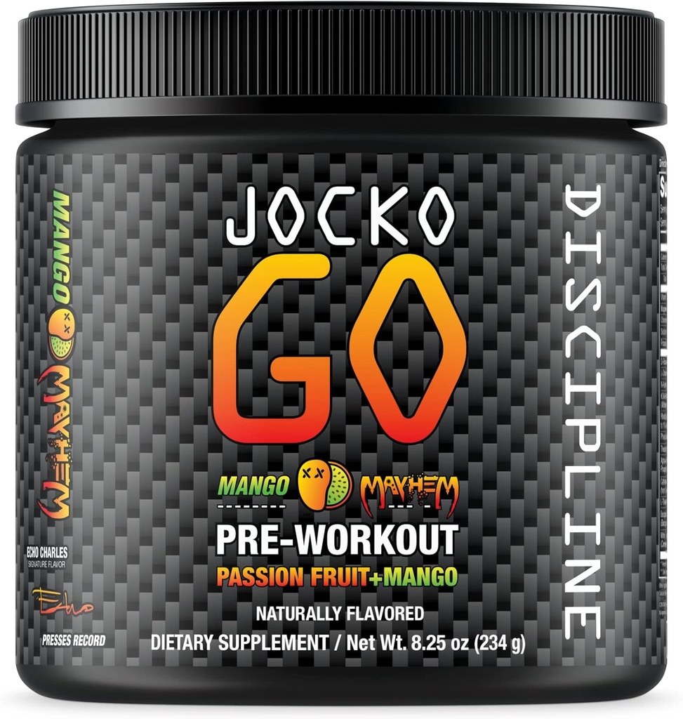 Jocko Fuel Pre Workout Powder with L-Citrulline, Nootropic " Caffeine for Endurance " Stamina - Keto, Low Sugar Blend for Distance Running, Cycling, Jiu Jitsu - 30 Servings (Mango)