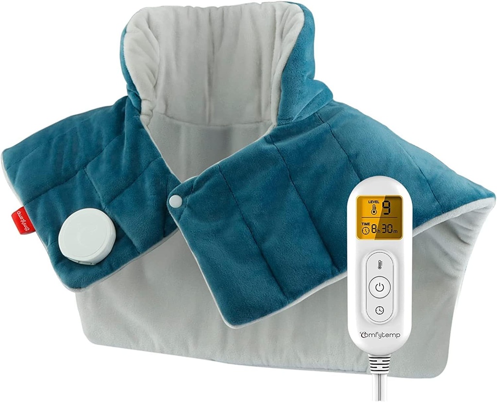 Comfytemp Calefacción Pad para Neck and Hombros y Retroceder, 2.6lb Soporte de Calor Eléctrico Vibrado para Alivio del Dolor, Gran FSA Eligible Calentado Wrap, 9 Ajustes de Calor1 Tiempor, Regalos de Navidad para Mujeres Hombres