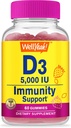 BuenoSí Vitamina D3 5000 UI (125 mcg) Extra Strenght Gummies -para la salud ósea, Booster inmune, bonificación y dientes Soporte -No GMO, Gluten Free, Nut Free, Vegetarian -Strawberry Flavor -60 Gummies