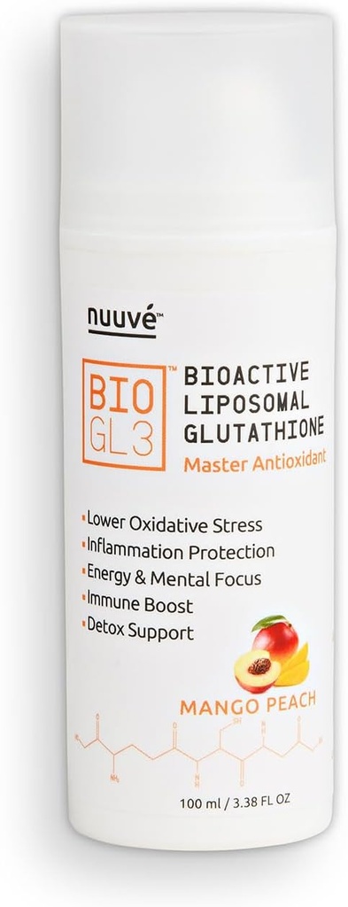 BIOGL3 Bioactive Liposomal Glutathione 446mg. Ultra Potent Pure Patented in airless Dispenser. Absorción rápida, Baja estrés oxidativo e inflamación. +Energía, Detox, Immune Boost, Focus