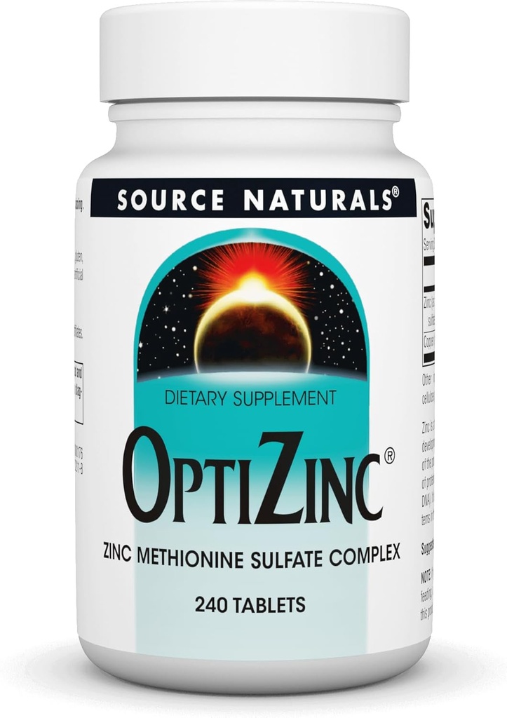 Fuente Naturales OptiZinc Complejo de Sulfato de Zinc &amp; Suplemento dietético - 240 Tabletas