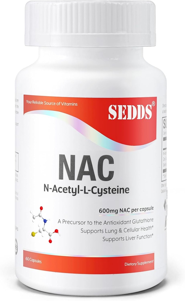 Suplementos, N-Acetyl Cysteine (NAC) 600mg, 60 Veg Capsules - Non-GMO, Gluten Free