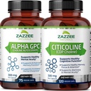 Zazzee Citicoline CDP Choline Capsules y Alpha GPC Choline Capsules