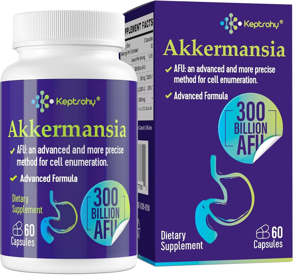 300 Billion AFU Akkermansia Probiotic for Women & Men, Akkermansia Muciniphila for More GLP-1 Production, Digestive, Gut & Immune, Gut Digestive Lining Function, 60 Count