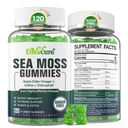 Mar Moss Gummies sin azúcar, Extra Strength Irish Moss Gel Suplemento con Iodine, Chlorophyll, ACV sin mancha, D3, Burdock Root, Bladderwrack para Immune, Digestivo, Skin, Hair, DetЁx, Vegan, 2Pack