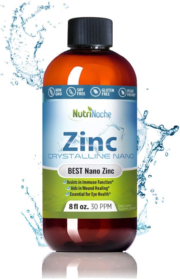 Zinc líquido suplemento por Nutrinoche: gotas líquidas orgánicas - Ionic Zinc y Picolinate Alternativa - 99.99% Ultra Pure Crystalline Nano partículas - para adultos y niños - (8 oz)