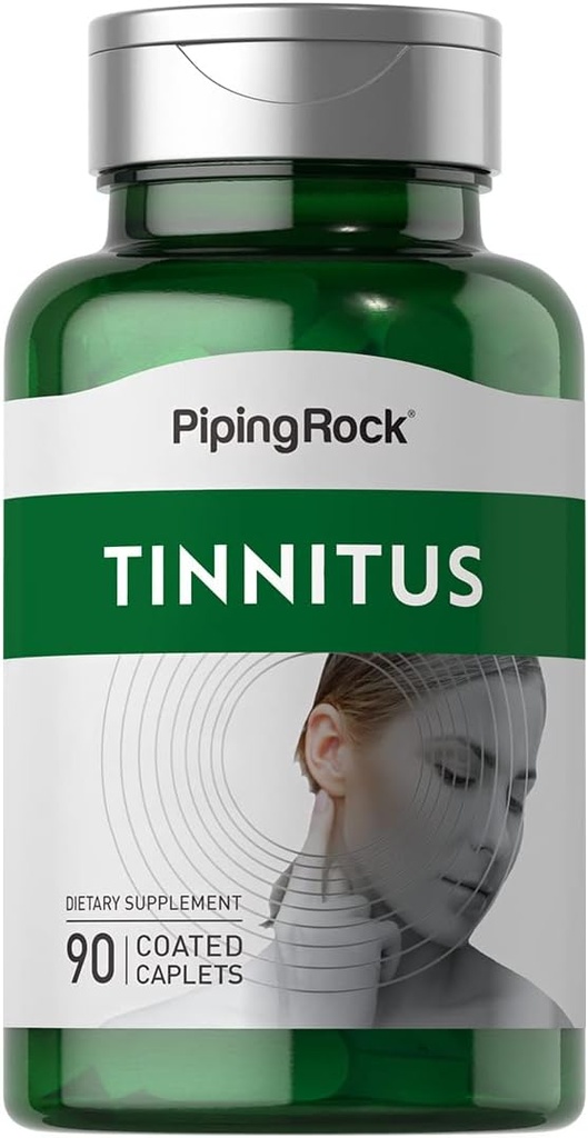 Piping Rock Tinnitus Suplemento Silencio 90 Caplets Silencio Vegetariano, No GMO, Gluten Free