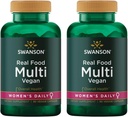 Comida Real Multi Mujer Multivitamina Salud Multimineral Mujer Salud Urinary Tract Stress Response Bone Hair Skin Nails Apoyo Suplemento Vegan Gluten-Free No GMO 90 Veggie Capsules Veg Caps (2 Pack)