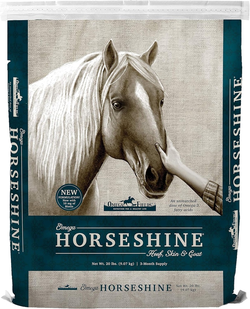Omega Horseshine La Omega 3 Suplemento, Ayuda a mantener una carne brillante saludable, 20 libras, Brown