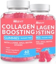 Collagen Boosting Gummies, Vegan Collagen Gummies for Women with L-Lysine, Amla, Biotina, Vitamina C, A, E, Collagen Booster Gummies Suplemento para uñas de piel de pelo