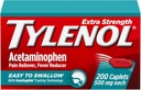 Tylenol Extra Strength Easy to Swallow Acetaminophen, Doin Reliever & Fever Reducer Caplets Coated for Adults with Gentleglide Technology, 500 mg Extra Strength Acetaminophen, 200 ct