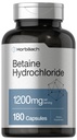 Horbäach Betaine HCl 1200mg Silencio 180 Capsules  Betaine Hydrochloride Suplemento Silencio Non-GMO, Gluten Free
