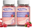 Cranberry Gummies 1000mg, Suplementos de Arándano para Mujeres, con D-Mannose 250mg, Mujeres Probióticas Gummies, Urinary Tract Health, Cranberry Flavor, NO GMOs, 60 Cuenta (Pack of 2)