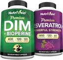 Nutrivein Premium Resveratrol Capsules and DIM Supplement Bundle: High-Absorption Resveratrol Supplement and DIM for Recovery, Balance, and Vitality
