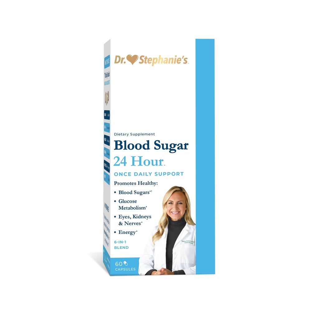 Sugar de sangre 24 horas - 6 en 1 Fórmula con canela, Banaba, cromo, cardo de leche, > Una vez suplemento diario