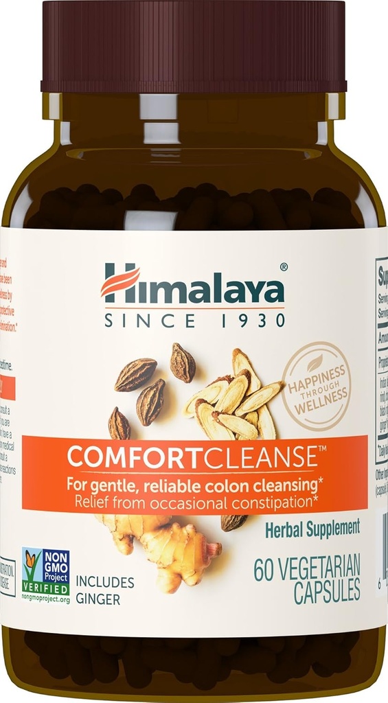 Himalaya ComfortCleanse for Detox and Gentle Colon Cleanse " Occasional Constipation, Vegetarian, 500 mg, 60 cápsulas, 1 mes de suministro