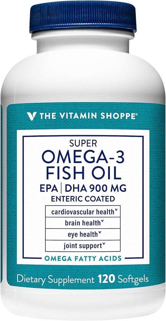Vitamin Shoppe Omega 3 Fish Oil 1290mg, EPA 735mg &amp; DHA 165mg, Purity Assured, Molecularly Distilled to Support Cardiovascular, Joint and Brain Health (120 Softgels)