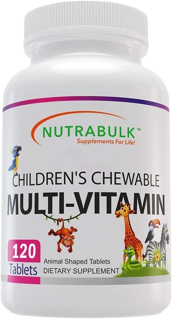 Multi-Vitamins Chewable para niños - Promoción del desarrollo general de los niños - USA-Made, mayo Ayuda a apoyar inmuno, bonificación, cerebro " bienestar general- vegano " Gluten Gratis - 120 Cherry Tablets