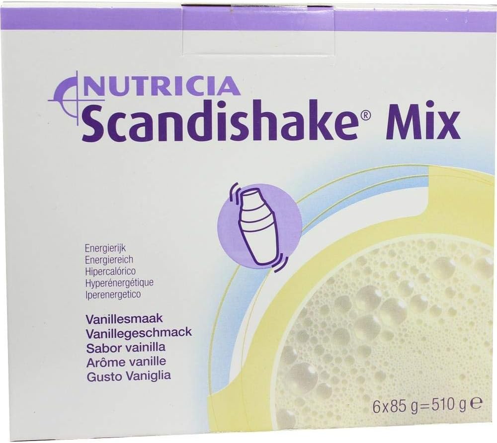 Scandishake Weight Gain Instant Shake Mix Powder, Vanilla, 3 Ounce Packet - Box of 4