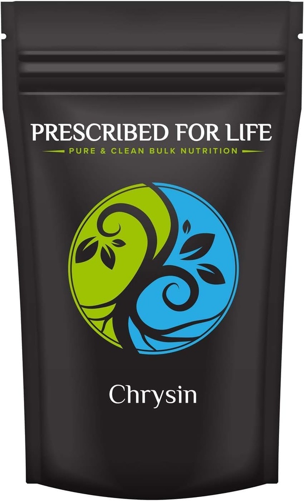 Prescrito para la vida Chrysin Powder, 98% High Purity Powder, Natural Flavonoid Supplements, Vegan, Gluten Free, Non GMO (4oz / 113g)