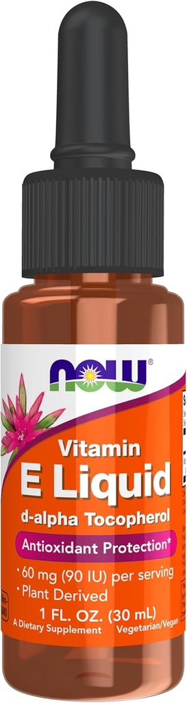 AHORA Suplementos de alimentos, vitamina natural E líquido (D-Alpha Tocopherol), protección antioxidante*, 1 onza