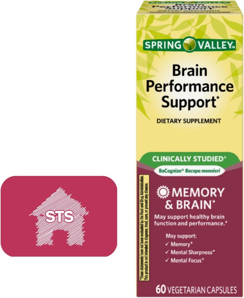 Spring Valley Brain Performance Support, 60 Conde + STS Sticker.