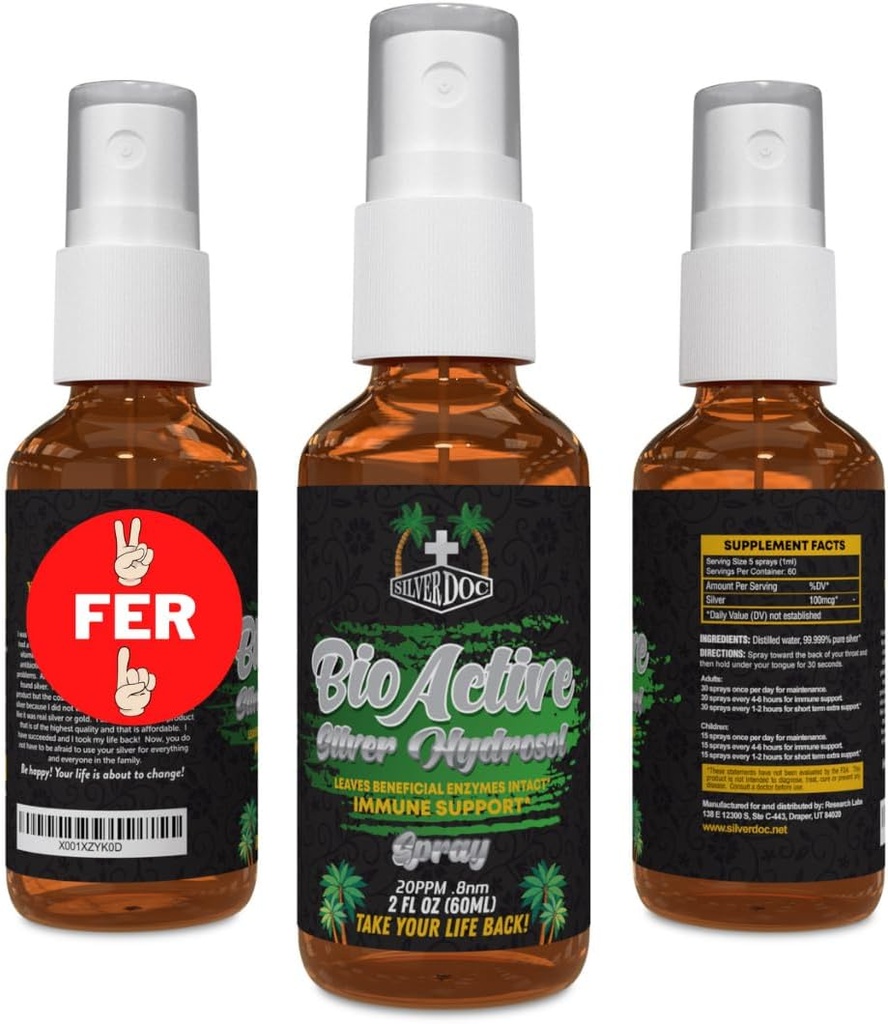 2 for 1 Sale Silver Doc Silver Hydrosol Spray (2-2oz Botellas), Natural Alternative &amp; Immune Support, Better Than Any Colloidal, SilverDoc is most Effective