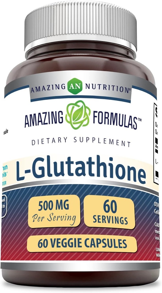 Fórmulas Increíbles Reducir L-Glutathione Suplemento TENIDO 500 Mg Por Serving TENIDO Cápsulas Veggie TENIDO NO-GMO TENIDO Gluten Free TEN Made in USA (1 Pack TEN 60 Conteo)