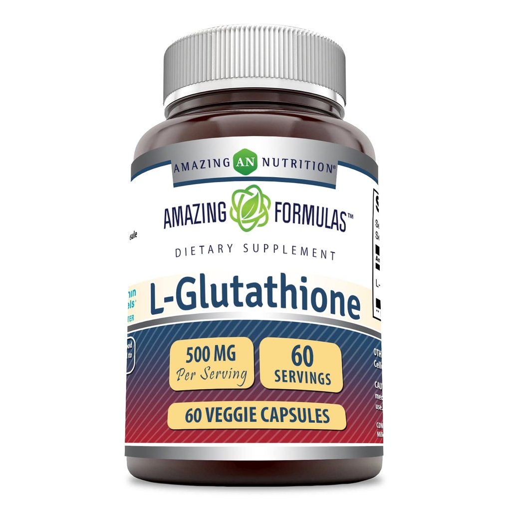 Fórmulas Increíbles Reducir L-Glutathione Suplemento TENIDO 500 Mg Por Serving TENIDO Cápsulas Veggie TENIDO NO-GMO TENIDO Gluten Free TEN Made in USA (1 Pack TEN 60 Conteo)